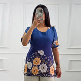 Nevyblue Blossom Printed Corset Back Short Kurti - XPCRDKT