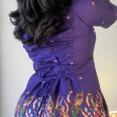 Purple Kalamkari Printed Corset Back Short Kurti - XPCRDKT