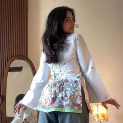 Light Pastel Printed Corset Back Short Kurti - XPCRDKT