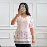 Mughal Floral Printed Corset Back Short Kurti - XPCRDKT