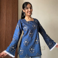 Indigo Buto women's short kurti - XPSKT