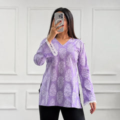 Lavander buti women's short kurti - XPSKT