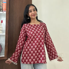 Maroon jaal women's short kurti - XPSKT
