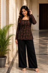 Brown Floral Blossom Top for Girls