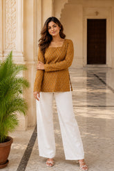 Yellow Dotted Blossom Top for Girls