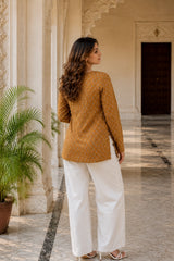 Yellow Dotted Blossom Top for Girls