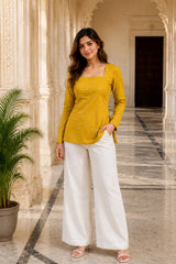Yellow Dot Blossom Top for Girls