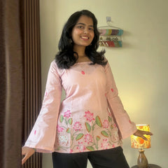 Pink Pichwal Printed Corset Back Short Kurti - XPCRDKT