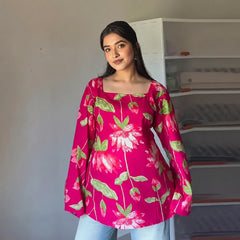 Magenta lotus women's short kurti - XPSKT