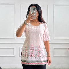 Mughal Floral Printed Corset Back Short Kurti - XPCRDKT