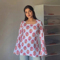 White buta women's short kurti - XPSKT