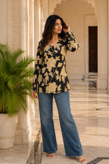 Beige Floral Blossom Top for Girls