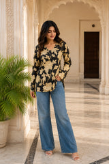 Beige Floral Blossom Top for Girls