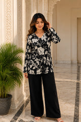 Black Floral Blossom Top for Girls