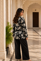 Black Floral Blossom Top for Girls