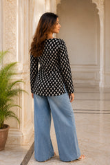 Black Mocha Blossom Top for Girls
