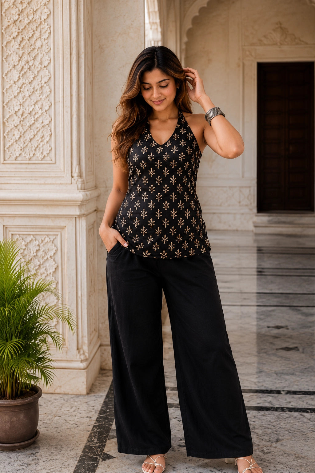 Black Mocha Sleeveless Top for Girls