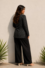 Dotted Black Blossom Top for Girls