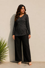 Dotted Black Blossom Top for Girls