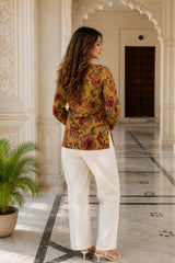 Mustard Floral Blossom Top for Girls