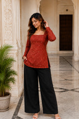 Red Dotted Blossom Top for Girls