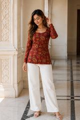 Red Mandala Blossom Top for Girls