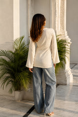 White Plain Blossom Top for Girls