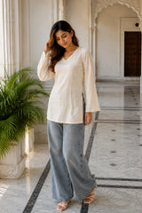 White Plain Blossom Top for Girls