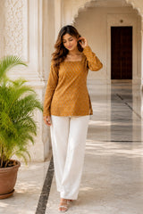 Yellow Dotted Blossom Top for Girls