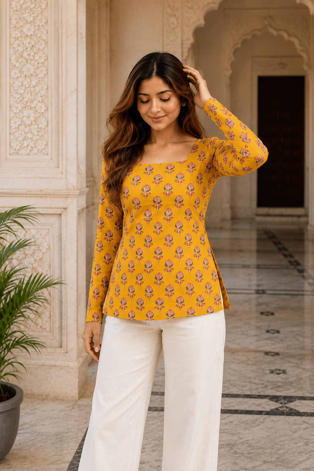 Yellow Flowery Blossom Top for Girls