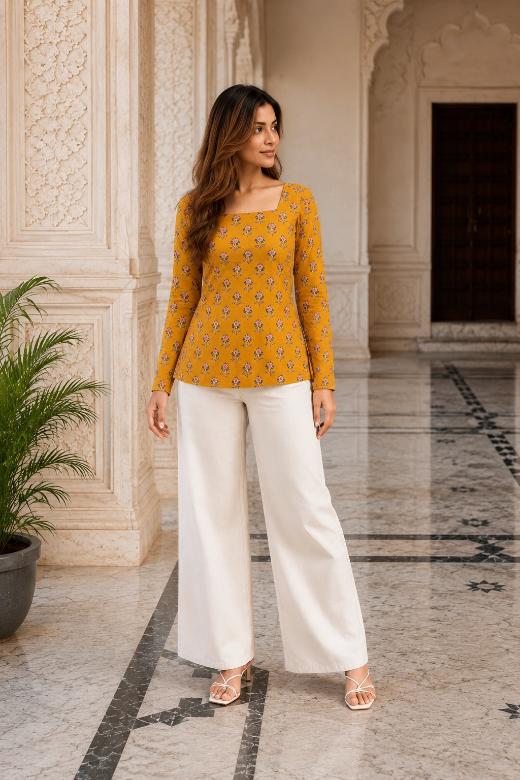 Yellow Flowery Blossom Top for Girls