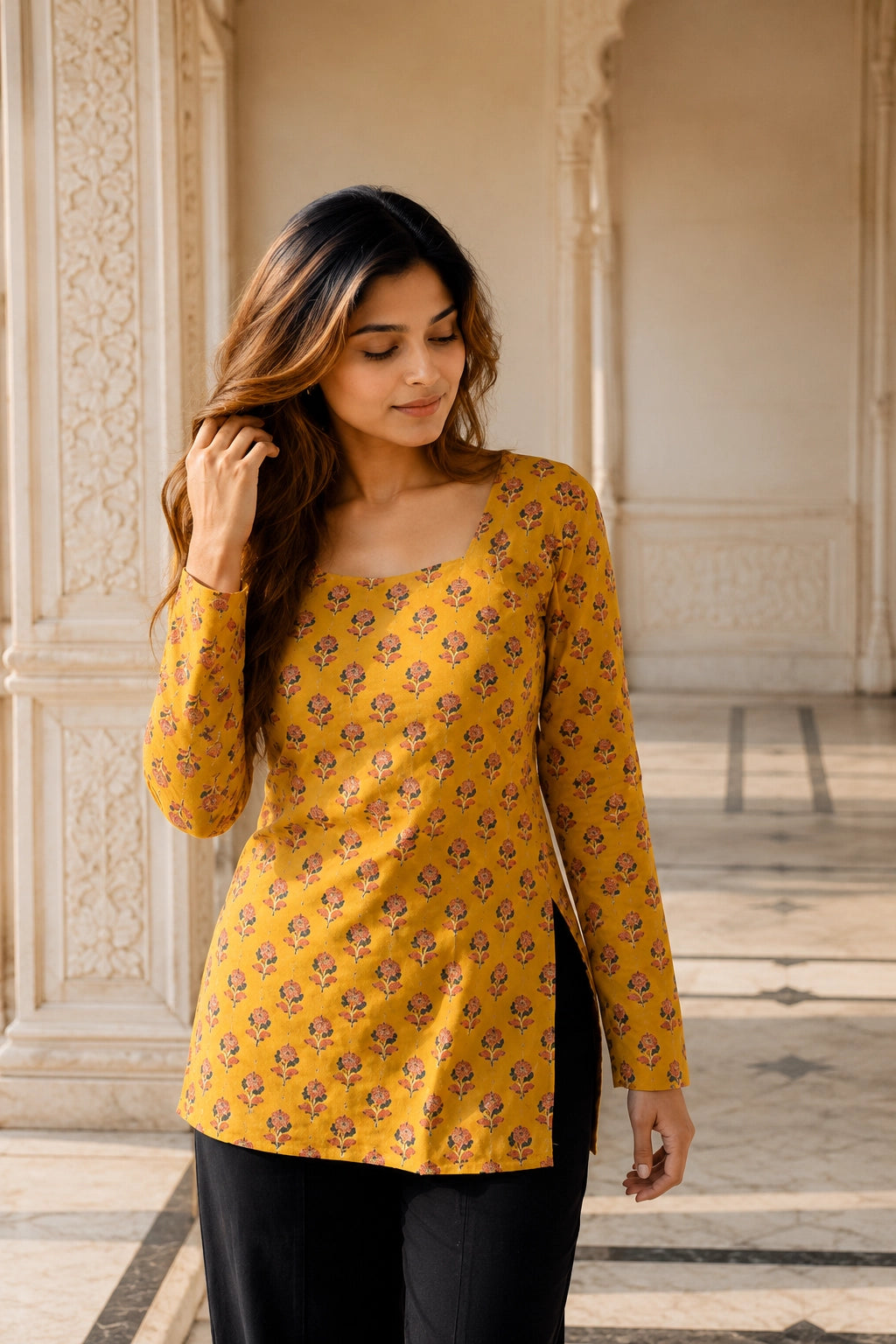 Yellow Flowery Blossom Top for Girls